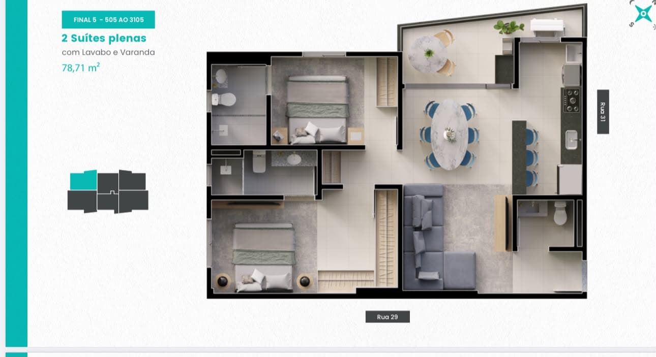 Apartamento Centro 2 suites | Setor Central